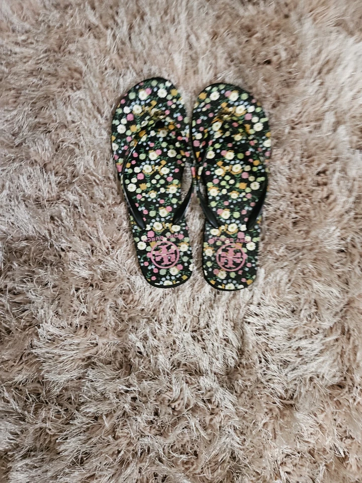 Sandalias de cuña Tory Burch negras florales, nuevas sin etiquetas Foto 2 de 2