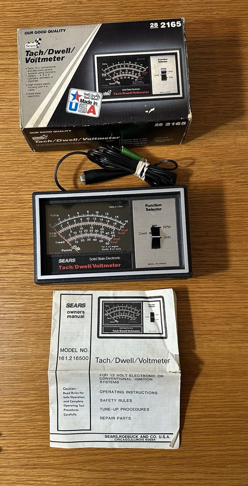 Vintage Sears Tach-Dwell Voltmeter w Original Box & Manual USA Tested Works! EUC