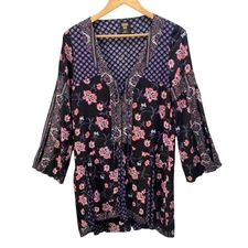 Anna Sui O'Neill Tunic Dress Womens Small Floral Indie Boho Chic Fairy Grunge