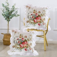 Rose Floral Throw Pillow Covers 18x18 Set of 2 Flowers Pillow Cushion Cases C...
