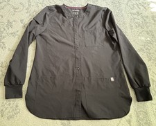 Scrubstar S/C/H Womens Black Snap Front Scrub Jacket Size Medium Stretch