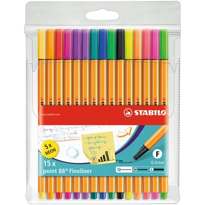 Fineliner Stabilo point 88 neon 15 Farben