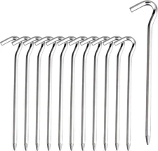 Tent Pegs - Aluminium Tent Stakes Pegs with Hook - 7’’ Hexagon Rod Stakes Na