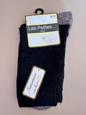 Les Petites… Paris Women Black Socks Grey Heel & Toe Colourful Speckles Uk 3-5