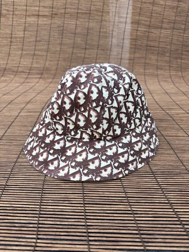 Chapeau seau trotteur vintage Christian Dior rose marron tan France