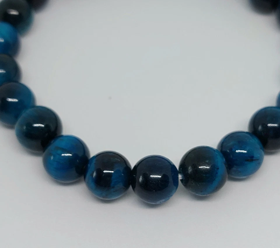 Modeschmuck Armband Naturstein Perlen Blaues Tigerauge - Bild 4 von 4