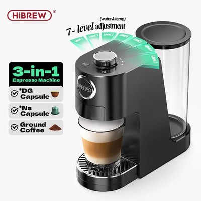 HiBREW 3-in-1-Kaffeemaschine mit mehreren Kapseln, heiß/kalt, DG, Cappuccino H3C