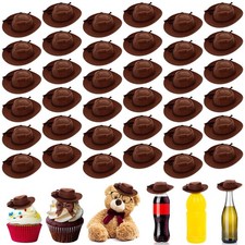 Xtinmee 24 Pcs Mini Cowboy Hat Small Plastic 2.6 x 2 x 0.8 inches, Brown