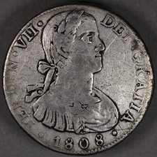 1808 Mo TH Mexico Silver 8 Reales Chopmarks