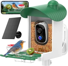 Bird Feeder with Camera Outdoor Solar: Smart Birdfeeder Houses 2K white 