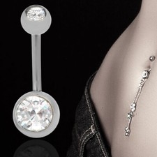 316L Navel Piercing Double Gem Belly Button Ring Body Jewelry For Basic Piercing