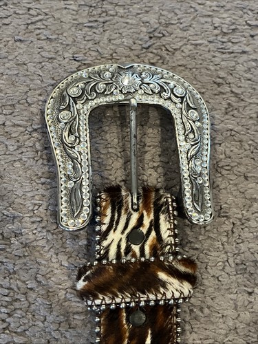 Justin PRETTY COW Cow Hair-On Hide Western Belt Size 34 C21115 - Picture 3 of 6