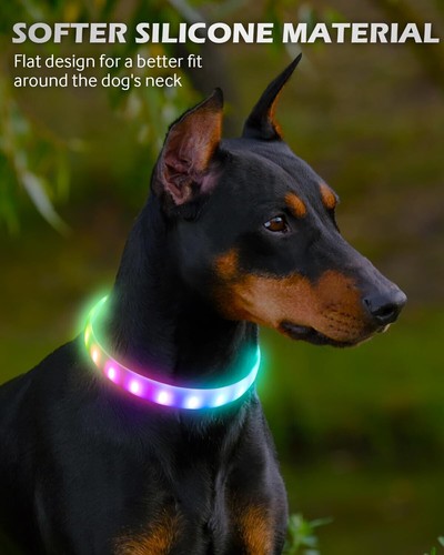 Hundehalsband Leuchtend LED Hundehalsband Blinklicht USB Aufladbar zuschneidbar - Bild 10 von 14