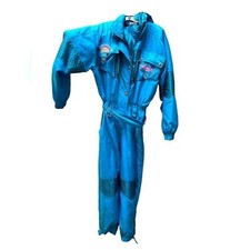 Vintage REUSCH Pro Ski Suit Womens 42 Snow One-Piece Quilted Iridescent Teal