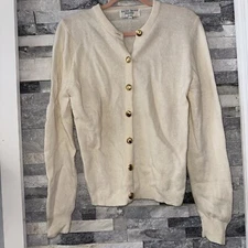 Vintage 80's Archie Brown Bermuda Womens Cardigan Knit Lambswool Seashell M Md