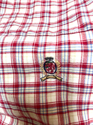Vintage Tommy Hilfiger Logo Long Sleeve Button Down Shirt Men's XL Plaid Red - Picture 5 of 11