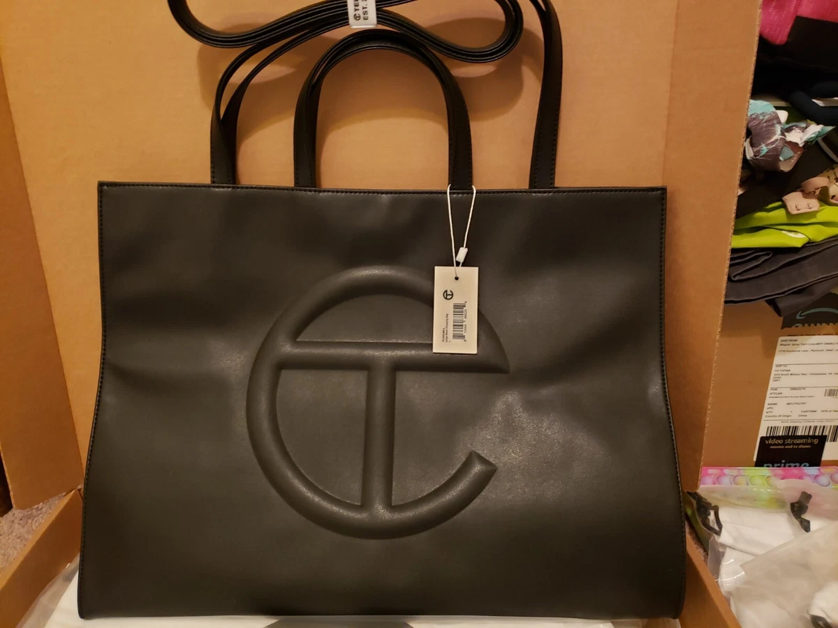 Large shopping bag vegan leather handbag Telfar Black in Vegan