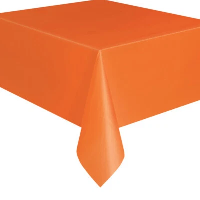 Housse de table rectangulaire en plastique massif orange citrouille, 54"x108" - Photo 1/2