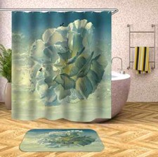 White Clouds Bloom 3D Shower Curtain Polyester Bathroom Decor Waterproof