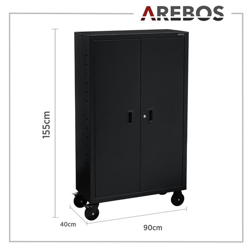 AREBOS 155x90x40 cm Archivador Armario de Oficina | Armario de Suministros Negro - Imagen 9 de 12
