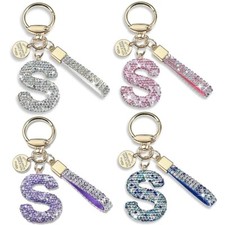 26 Letter Keychain Bling Initials Keyring Sparkling Gift for Women Girls A-Z 