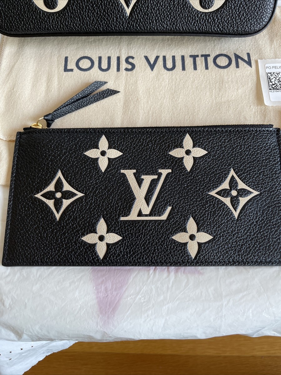 Auth Louis Vuitton Black Empreinte Leather Felicie Pochette Wallet on Chain  Flap