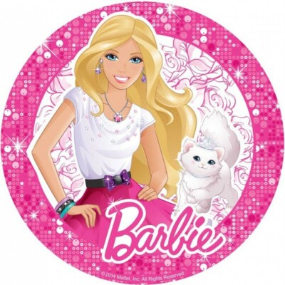 Cialda BARBIE RETTANGOLARE ROTONDA Ostia per Torta con NOME