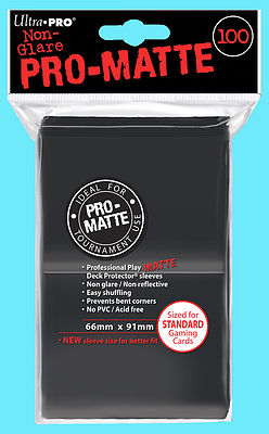 100 ULTRA PRO BLACK PRO-MATTE STANDARD SIZE DECK PROTECTORS Card Sleeves MTG