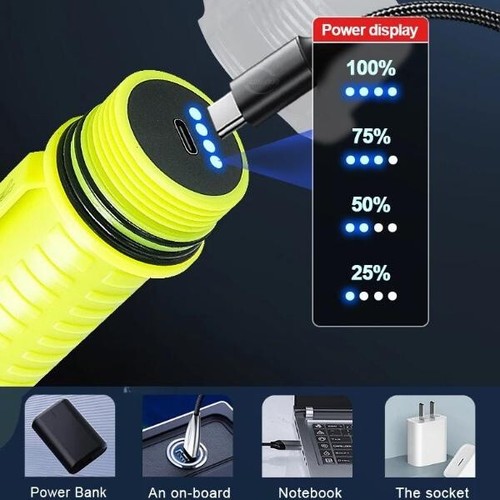Linterna de Buceo Profesional Tipo-C USB Recargable Lámpara Subacuática LED de Buceo - Imagen 8 de 12