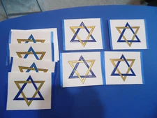 Handmade Note Cards, Hand painted Star of David, 4 x 6, Set of 8