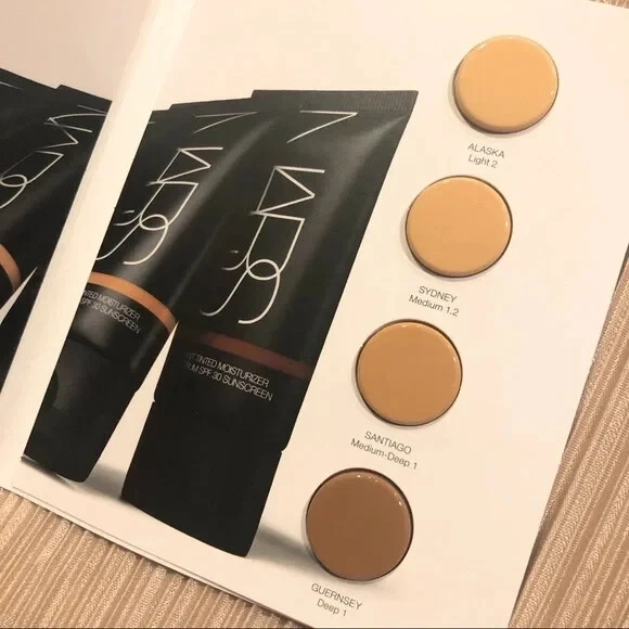 NARS Pure Radiant Tinted Moisturizer SPF 30 4 Shade Sampler Card