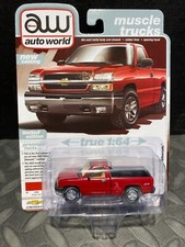1/64 AUTO WORLD MUSCLE TRUCKS 2003 CHEVROLET SILVERADO SHORT BED PICKUP RED