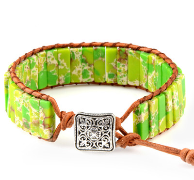 Jasper Green King Stone Healing Friendship Chakra Bracelet Handmade Boho E7