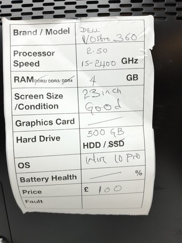 Dell Vostro 360 - i5-2400 2.5GHz - 4GB Ram - 23" - 500GB HDD - Windows 10 Pro - 第 3/6 張圖片