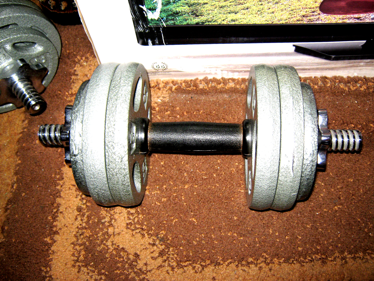 NEW Steel Dumbbell 30 lb Adjustable Cast Iron Weight Plates, Spin Off  Collars