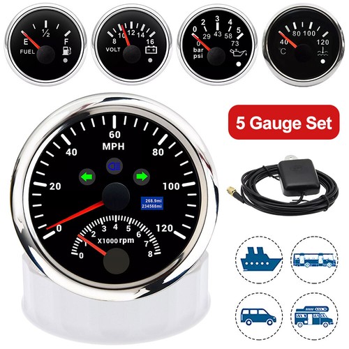 5 Gauges Set 85mm GPS Speedometer 120 MPH with Tacho Multi-functional Gauge Set - Picture 3 of 14