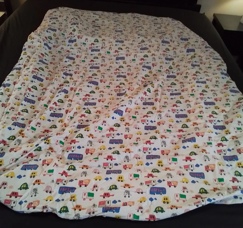 The Company Kids Cars & Trucks Full Fitted Sheet Cotton Vehicles White Red Blue Foto 3 de 4