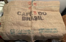Cafe's Do Brasil 50 lb. Burlap Coffee Bean Bag Colorful Sack ~38” by 28” 
