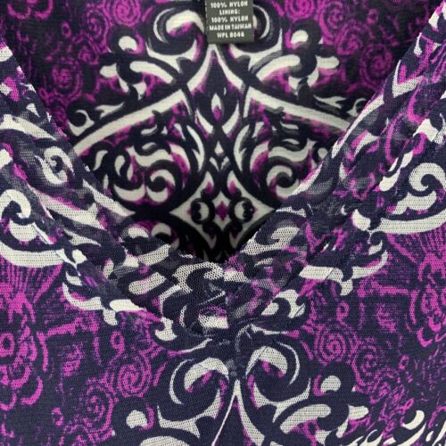 INC International Concepts Top XL ( L )Womens Purple Floral Paisley Tunic V Neck - Picture 2 of 10