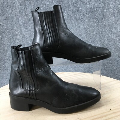ZARA Boots Womens 41 Casual Pull On Ankle Bootie Black Faux