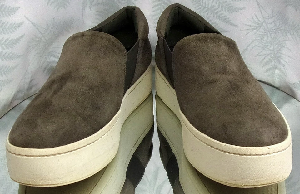 ZAPATILLAS SIN CORDONES VINCE WARREN ACERO GRIS GAMUZA CUERO ZAPATOS EE. UU. MUJER TALLA 7,5 M Foto 2 de 4