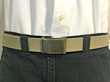 Men's, Khaki, Nylon Fabric Web Belt, 1.25" x 42", Made in the USA