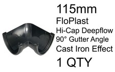 115mm Cast Iron Effect 90 Degree Gutter Angle Deepflow FloPlast RAH1 Hi-Capacity