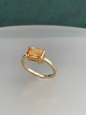 1ct Lab-Created Yellow Citrine Engagement Ring Solitaire Yellow Gold Plated