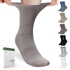 Bulinlulu Diabetic Socks for Men Women-6 Large Light Dark Colors 6 Pairs Crew 