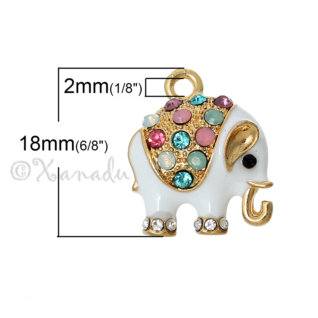 Wholesale Jewelry Elephant Charms - 18K Gold Plated Stainless Steel