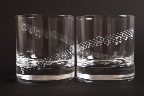 Set of 2 MUSIC* theme Whiskey glasses tumblers - Gift boxed - Picture 5 of 5