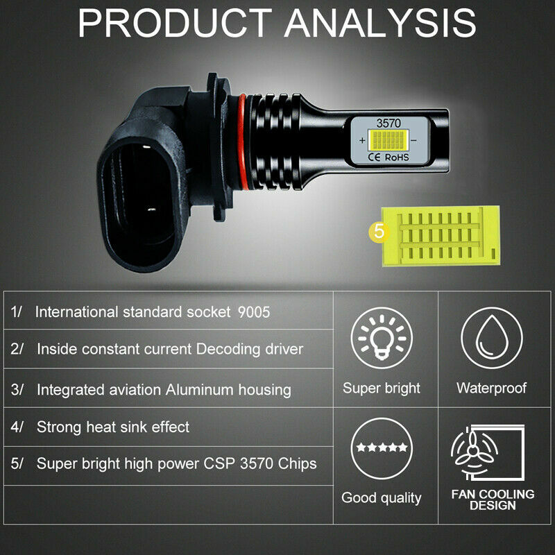 White 9005 LED High Beam Daytime Driving DRL Light Bulb For LEXUS