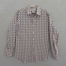 Mizzen Main Shirt Mens Large Black Orange Gingham Check Trim Fit Preppy Casual