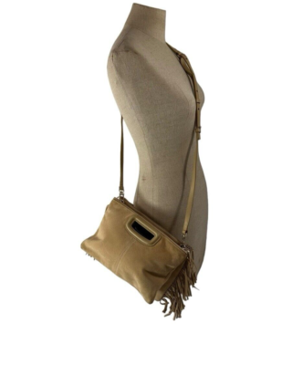 Genuine MAJE Duo fringe light tan suede clutch and shoulder bag purse crossbody eBay